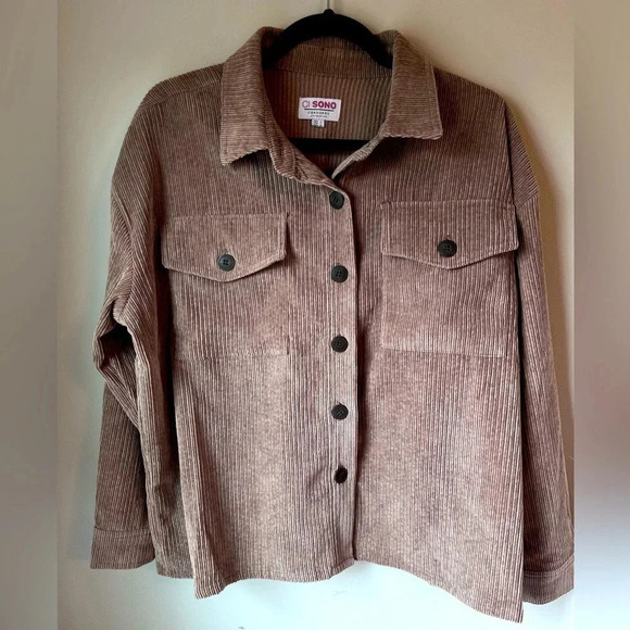 Ci Sono Tops - CI SONO shirt jacket Shacket brown neutral boho textured Neutral casual country